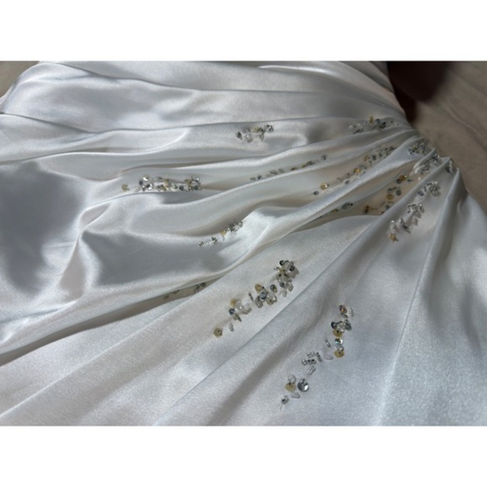 Maggie Sottero Wedding Dress Women 14 White Beaded Satin Strapless AD3300 - Picture 9 of 16